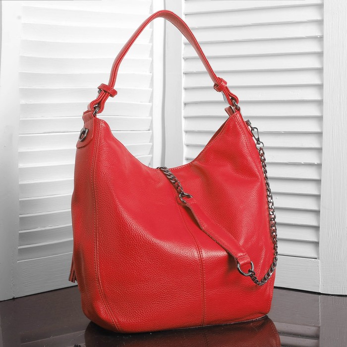 Сумка женская на молнии, 1 отдел с перегородкой, наружный карман, цвет красный