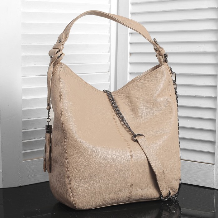 Сумка женская на молнии, 1 отдел с перегородкой, наружный карман, цвет бежевый