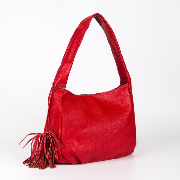 Сумка женская на молнии, 1 отдел с перегородкой, наружный карман, цвет красный