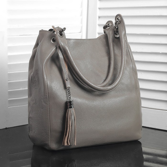 Сумка женская на молнии, 1 отдел с перегородкой, наружный карман, цвет серый