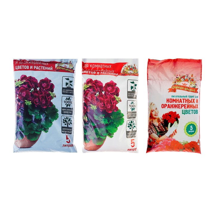Грунт "Царица Цветов" для комнатных, оранжерейных и декоративных цветов и растений, 5 л.
