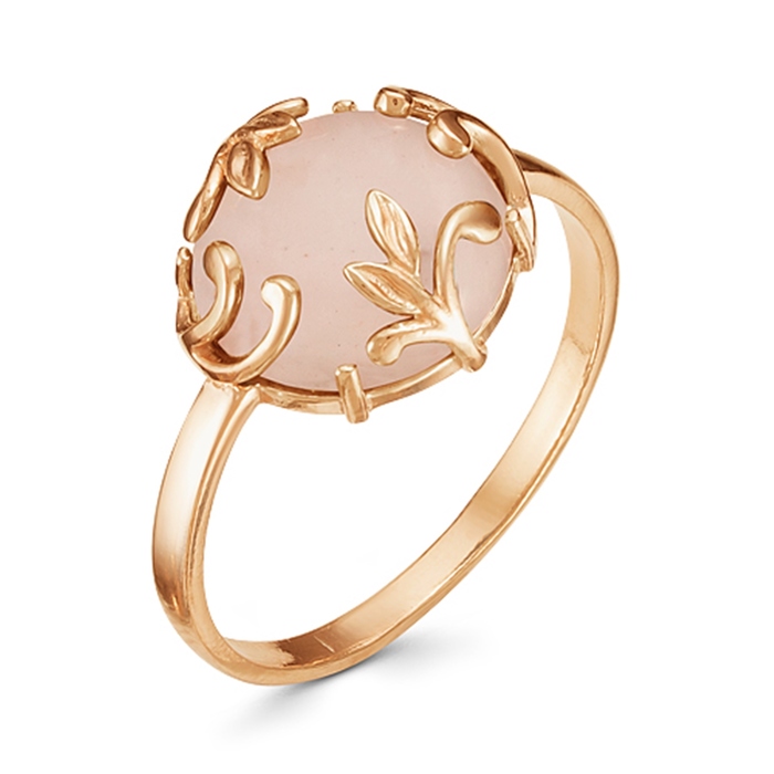 Кольцо круг в листочках "Кварц", позолота, 19.5 размер