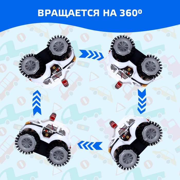 Машина-перевёртыш "Полиция", работает от батареек, световые эффекты