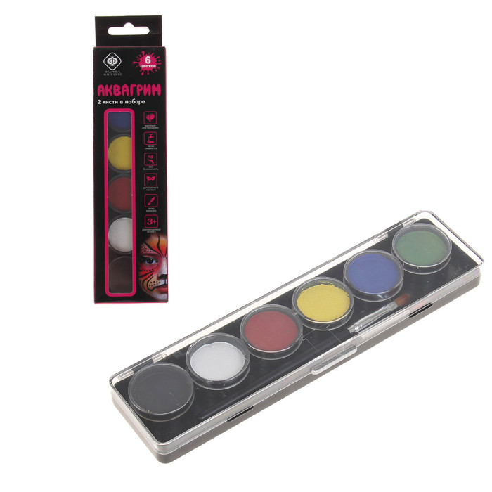 Набор красок аквагрим, 6 цветов