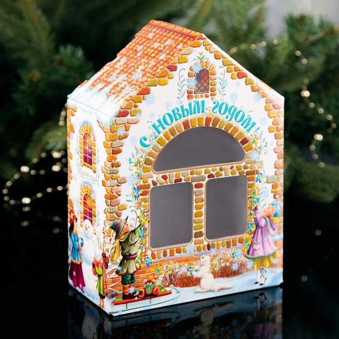 Коробка подарочная "Домик ретро", малый, с окошком, 16.5 х 8 х 23 см