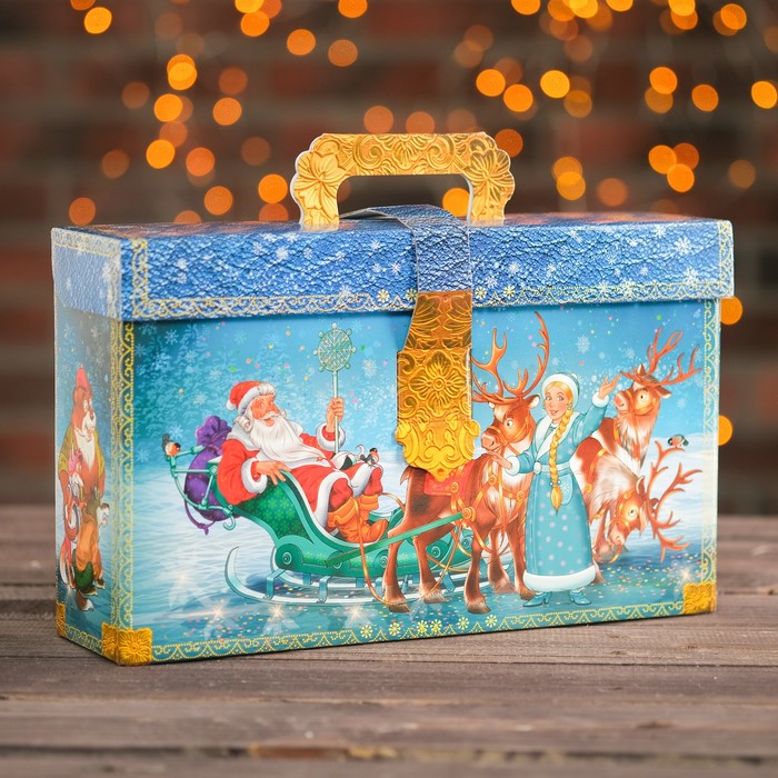 Коробка подарочная "Чемоданчик с оленями", 32.5 х 8.5 х 19.5 см
