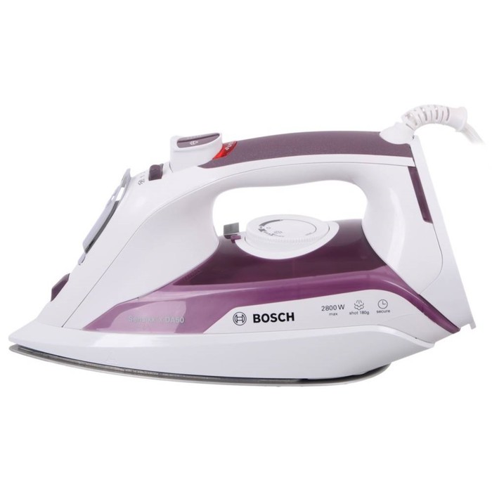 Утюг Bosch TDA5028110, 2800 Вт, вертикальное отпаривание, белый/розовый