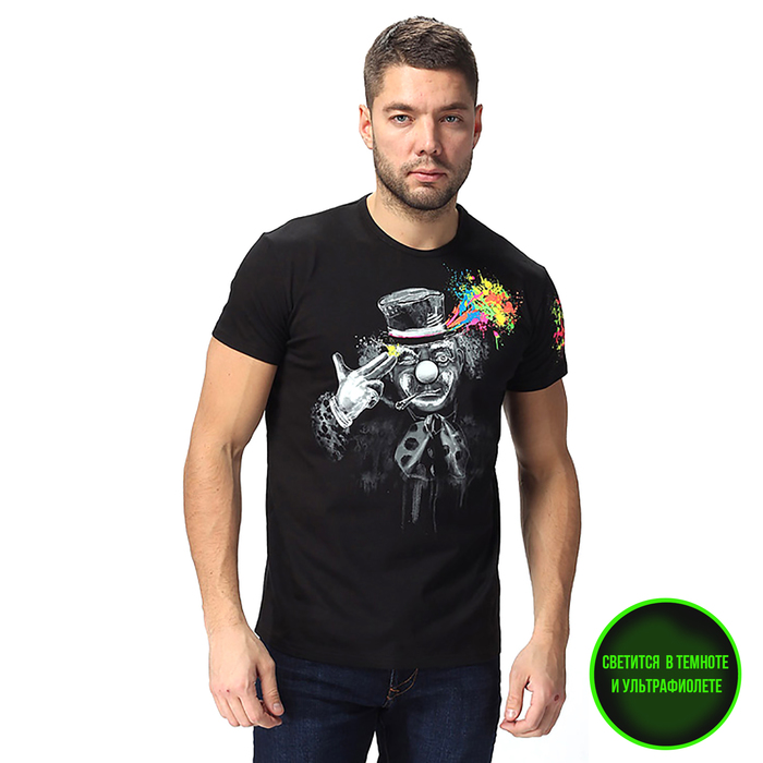 Футболка мужская, светящийся рисунок, р. 44 (S), рост 176, цвет чёрный 14-1530