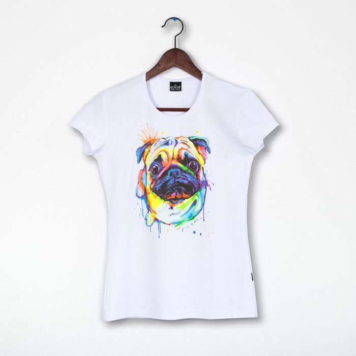 Футболка женская, светящийся рисунок 35-2729, цвет белый, р-р 42 (S)