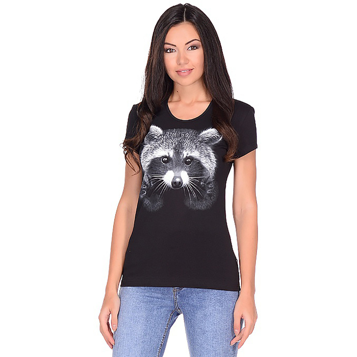 Футболка женская, светящийся рисунок 35-1730, цвет чёрный, р-р 42 (S)