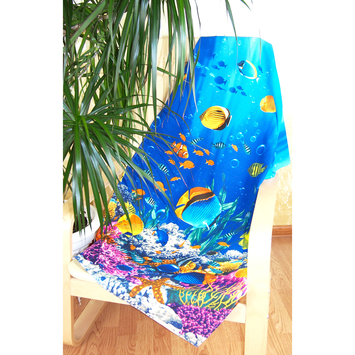 Полотенце банное вафельное "Коралловые рифы" 80х150 см, 176 г/м2, хлопок 100%