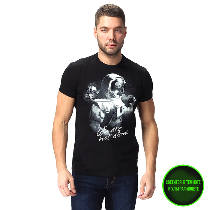 Футболка мужская, светящийся рисунок, р. 50 (XL), рост 176, цвет чёрный 14-1570