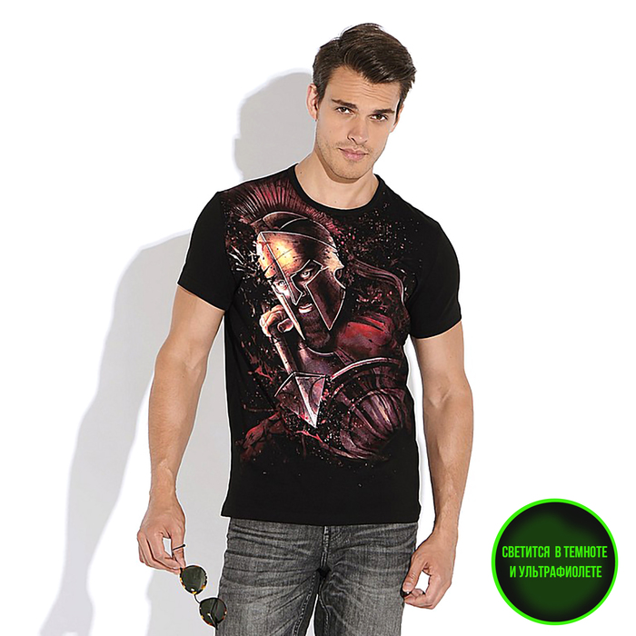 Футболка мужская, светящийся рисунок, р. 46 (M), рост 176, цвет чёрный 14-1668