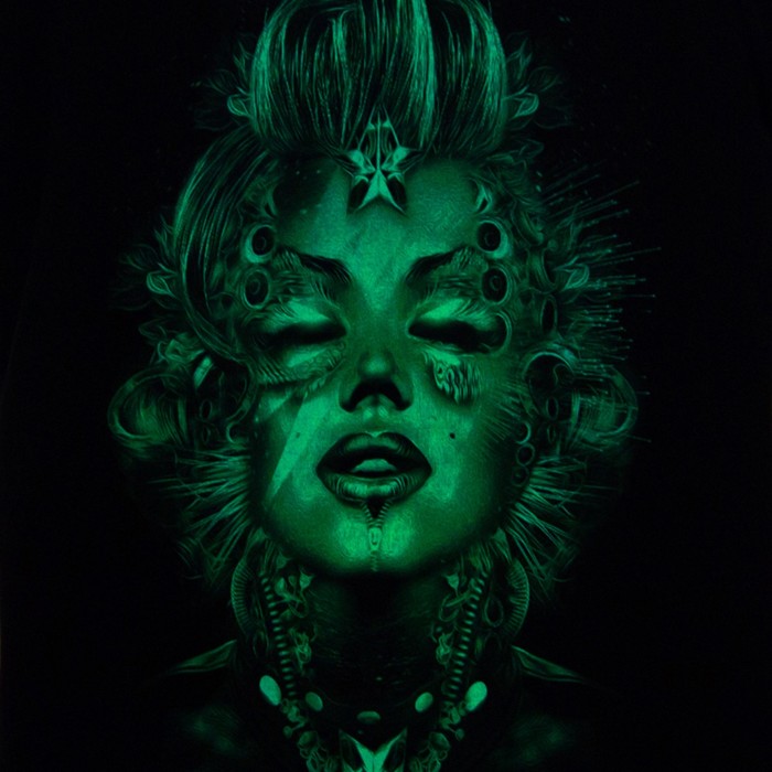 Футболка женская, светящийся рисунок 35-1656, цвет чёрный, р-р 42 (S)