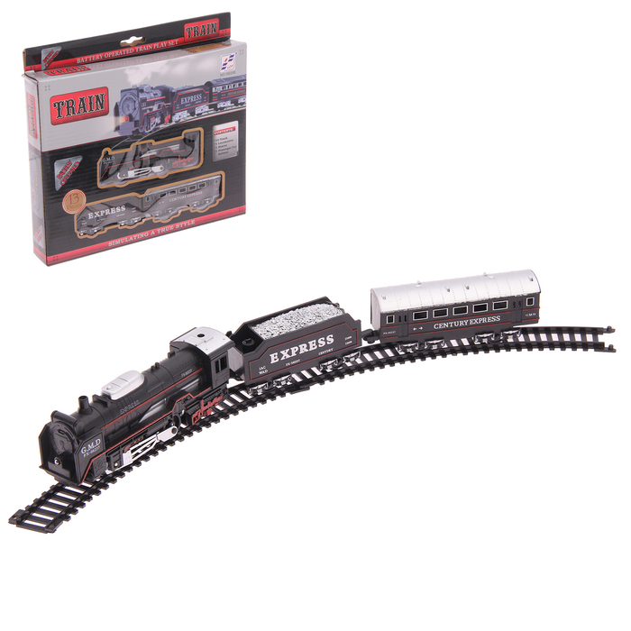 Железная дорога "Грузовой локомотив", работает от батареек, протяжённость пути 210 см