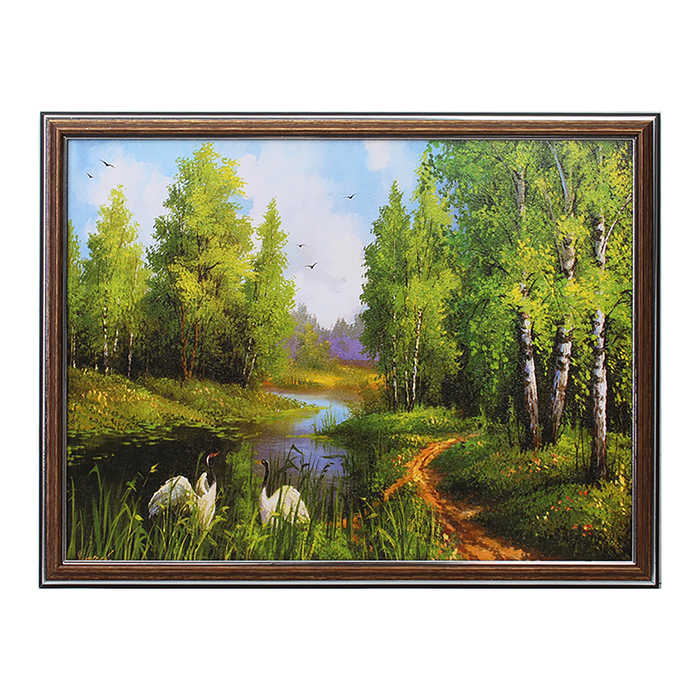 Картина "Журавли у речки" 33х43 см