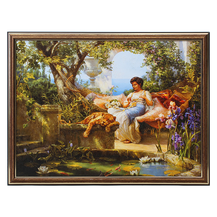 Картина "Дама со спящим леопардом" 33х43 см