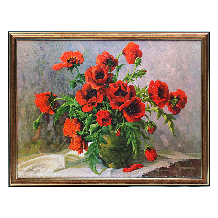 Картина "Букет красных маков" 33х43 см