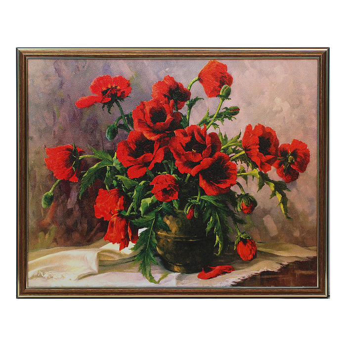 Картина "Букет красных маков" 41х52 см