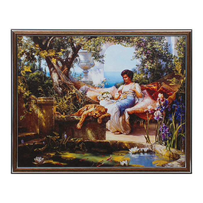 Картина "Дама со спящим леопардом" 42х52 см