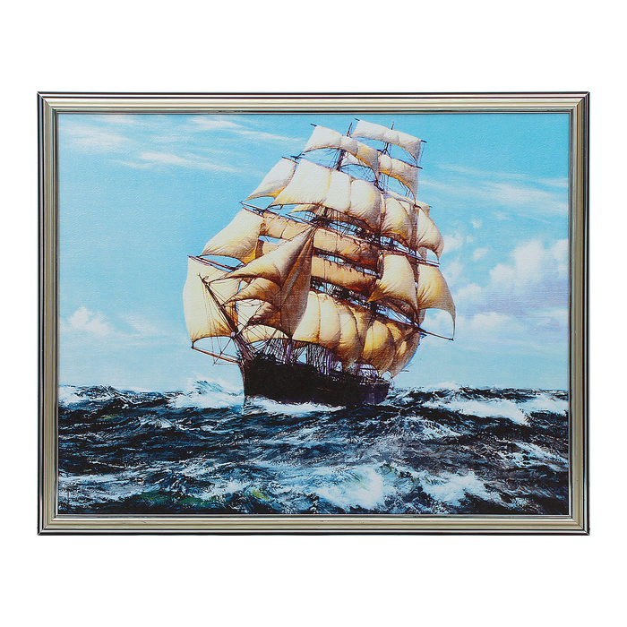 Картина "Корабль в морских волнах" 41х52 см