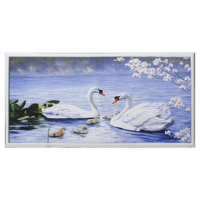 Картина "Лебединая семья" 36х72 см