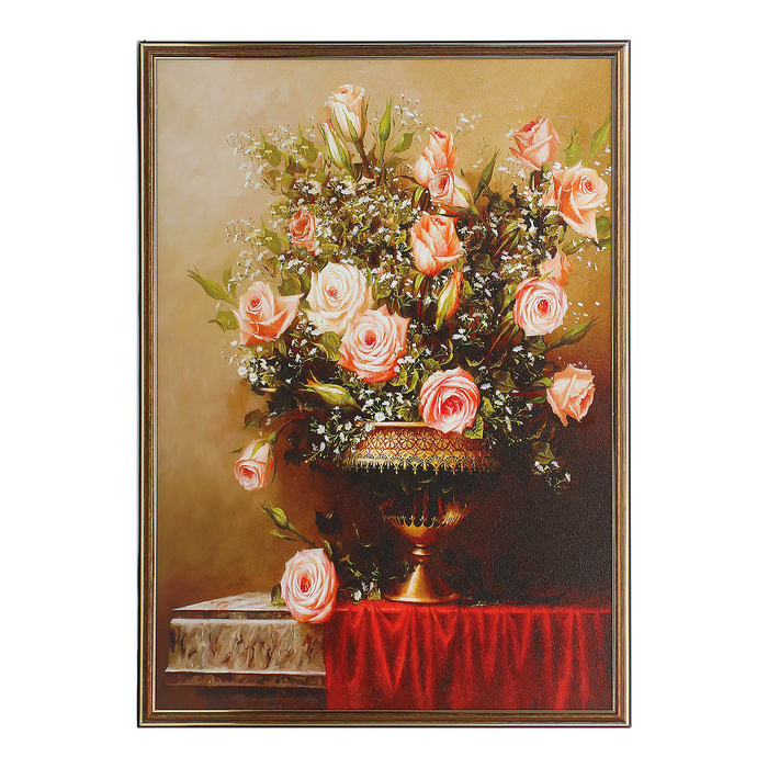 Картина "Розы в золотой вазе" 53х73 см