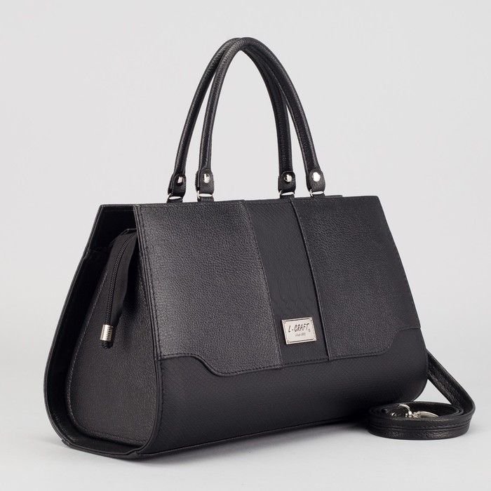 Сумка женская на молнии, 1 отдел, наружный карман, змея, цвет чёрный