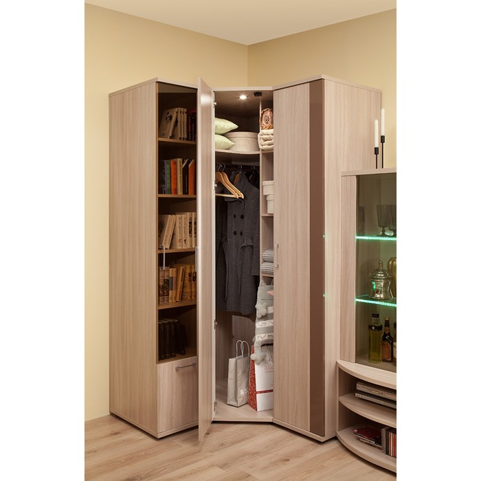 Шкаф для белья BERLIN 7, ясень шимо/шоколад глянец