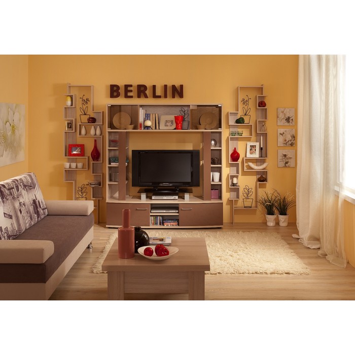 Стеллаж малый BERLIN 12, ясень шимо/шоколад глянец