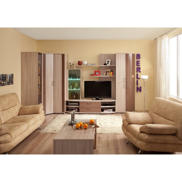 Шкаф для одежды и белья BERLIN 16, ясень шимо/шоколад глянец