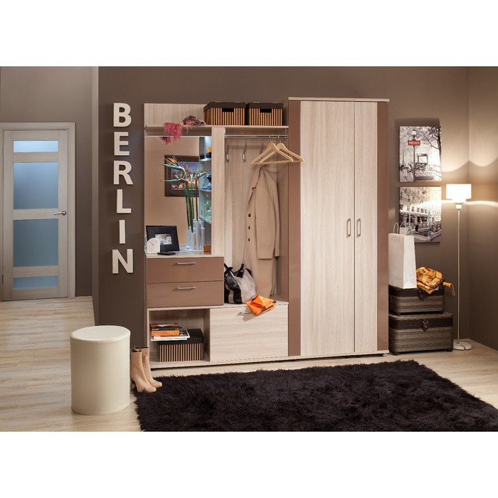 Прихожая BERLIN22, ясень шимо/шоколад глянец