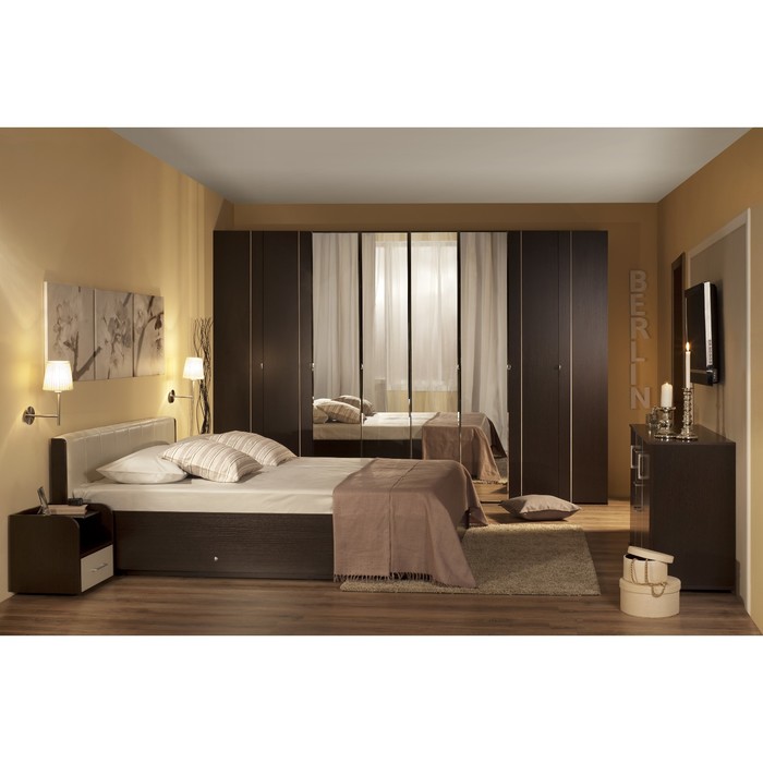 Кровать с ПМ BERLIN 32, с основанием, 1600х2000, венге