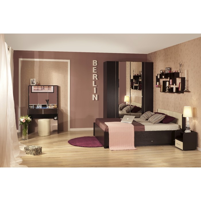 Кровать со стационарным основанием BERLIN 32, 1600х2000, дерево, венге