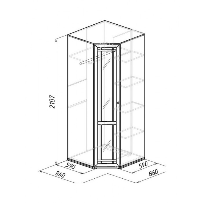 Шкаф угловой с зеркалом Sherlock 10, орех шоколадный