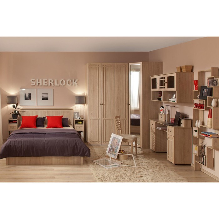 Кровать с ПМ Sherlock 41.2, с основанием, 1800х2000, дуб сонома