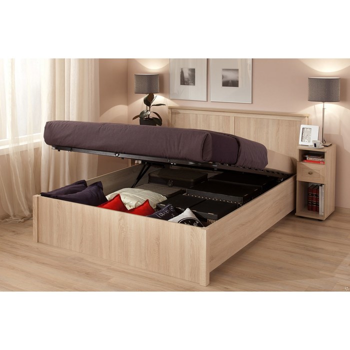 Кровать с ПМ Sherlock 41.2, с основанием, 1800х2000, дуб сонома