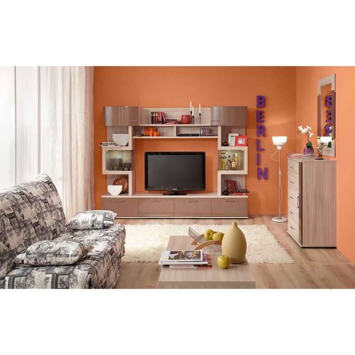 Стенка BERLIN 2, ясень шимо/шоколад глянец