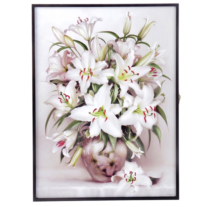 Ключница "Белые лилии" Декабокс 41х31х5 см