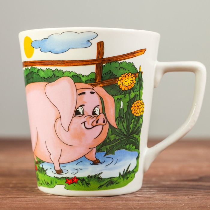 Кружка 350 мл "Конус дворик", круговая деколь, микс