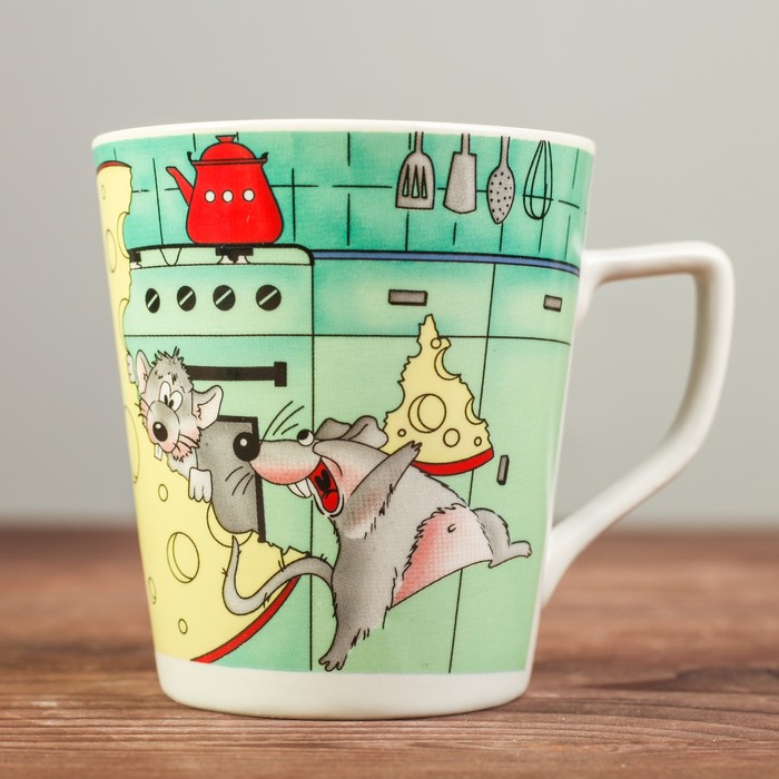 Кружка 350 мл "Конус гулянка", круговая деколь, микс