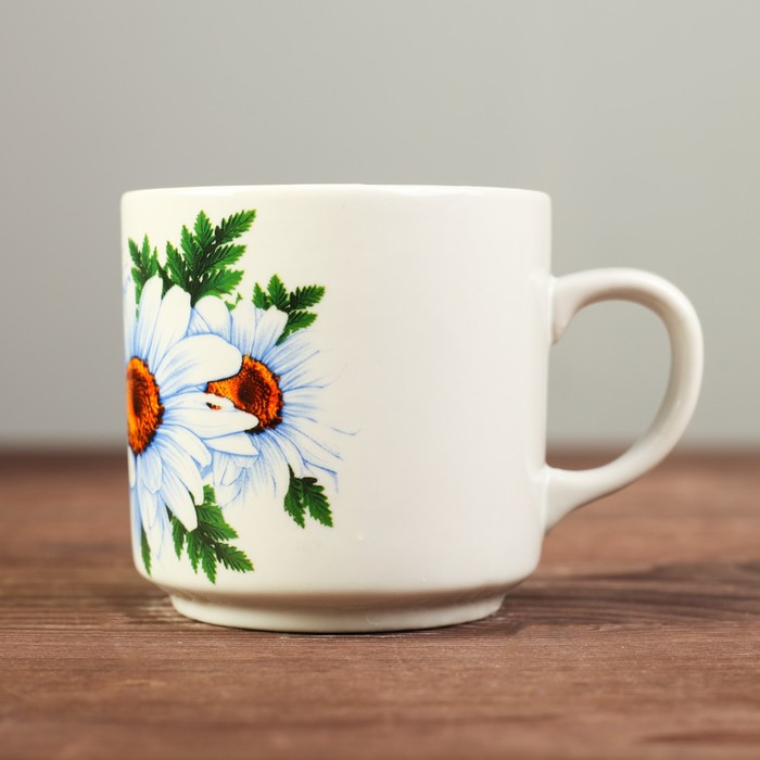 Кружка 220 мл "Цилиндр ромашка", деколь