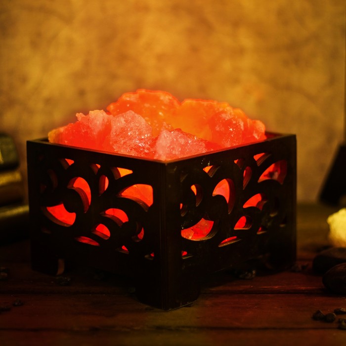 Соляной светильник "Корзина", деревянный декор, 4 кг