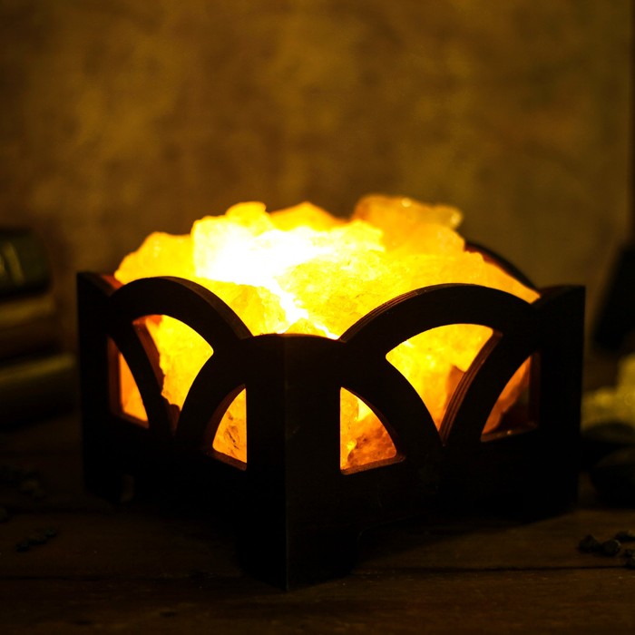 Соляной светильник "Корзинка", деревянный декор, 4 кг