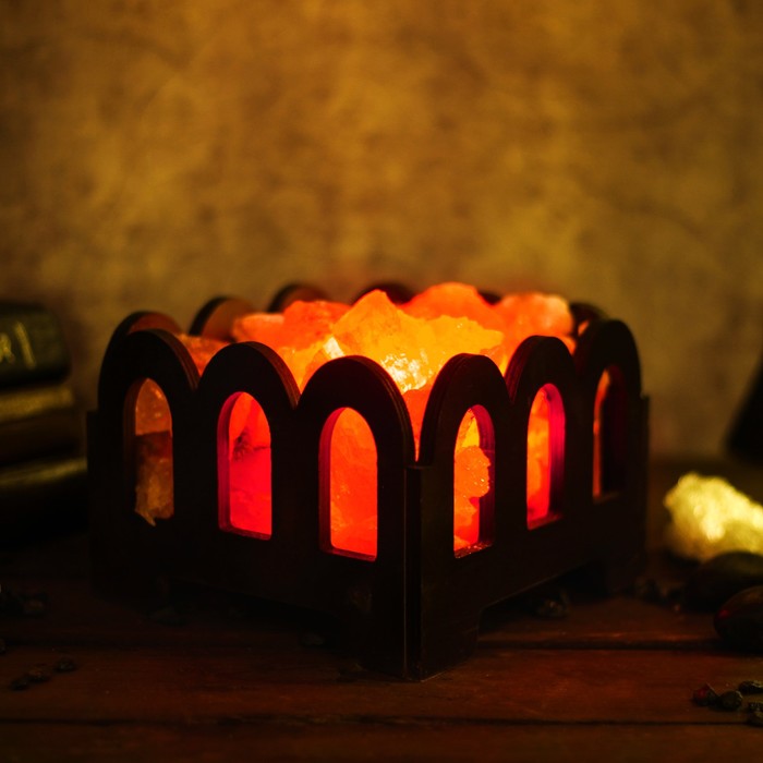 Соляной светильник "Корзина", деревянный декор, 4 кг