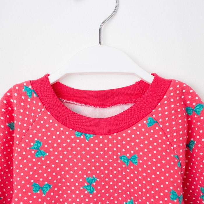 Джемпер для девочки,рост 128 см, цвет коралловый, принт бантик Л761