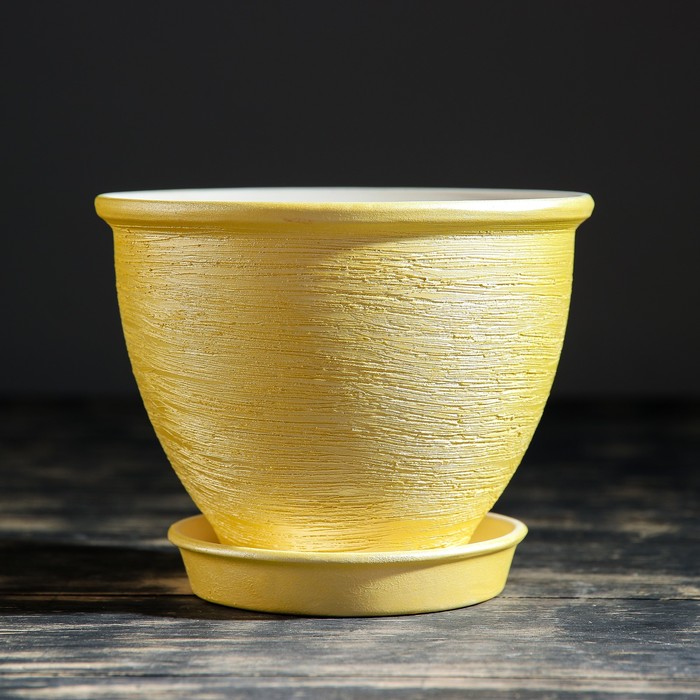Кашпо "Премиум" цвет жёлтый, 1 л, микс