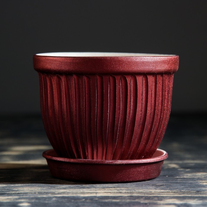 Кашпо "Премиум" цвет бордовый  0.5л