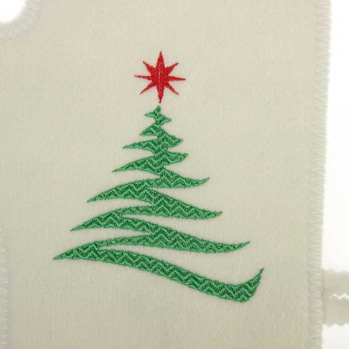 Варежка банная с вышивкой "Ёлка", первый сорт