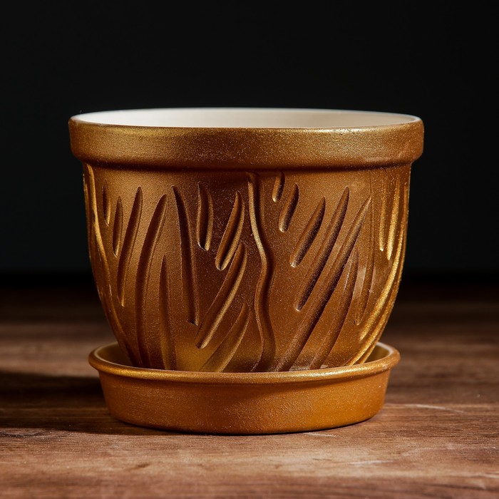 Кашпо "Премиум", цвет золотистый, 0,5 л, микс